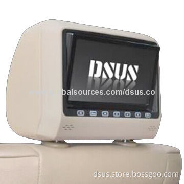 In-car 8-inch headrest DVD player with swiveling screen/SD/USB/FM and IR/touch buttons